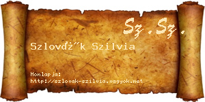 Szlovák Szilvia névjegykártya